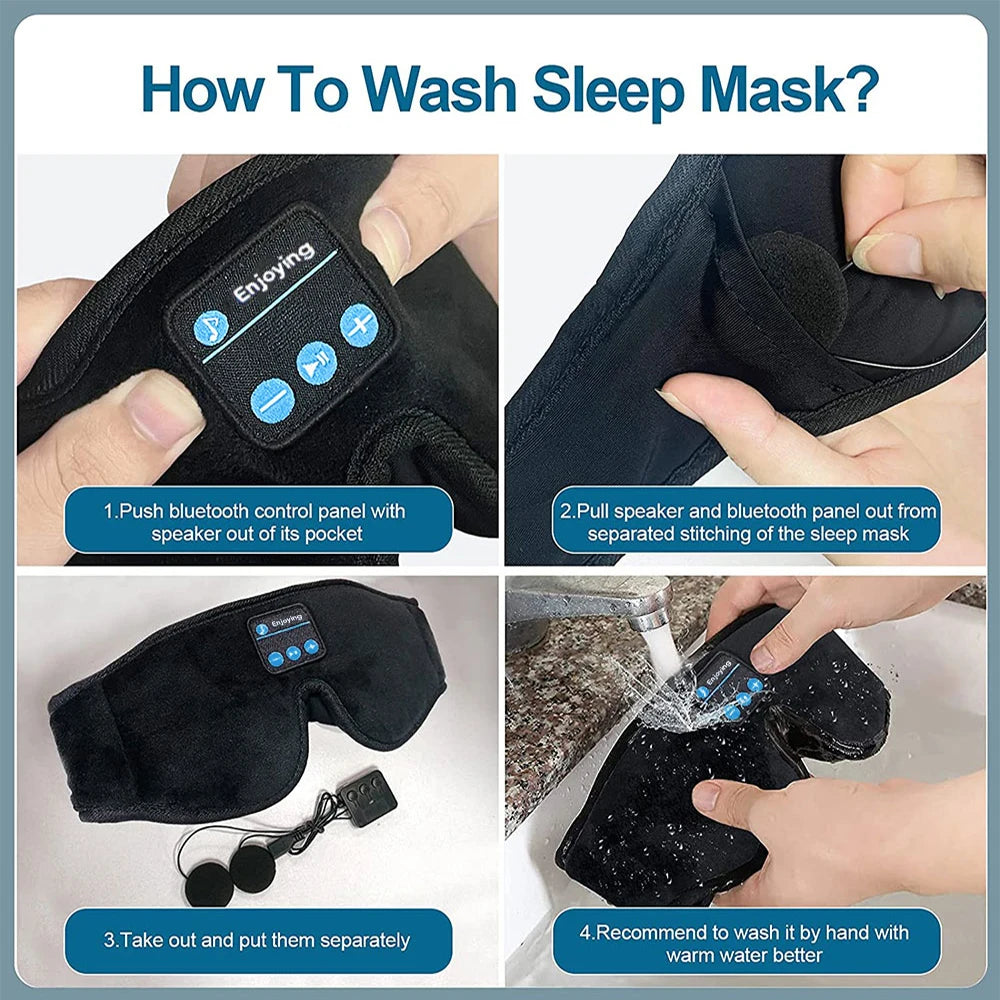 Bluetooth Sleep Headphones Eye Mask – 3D Light Blocking